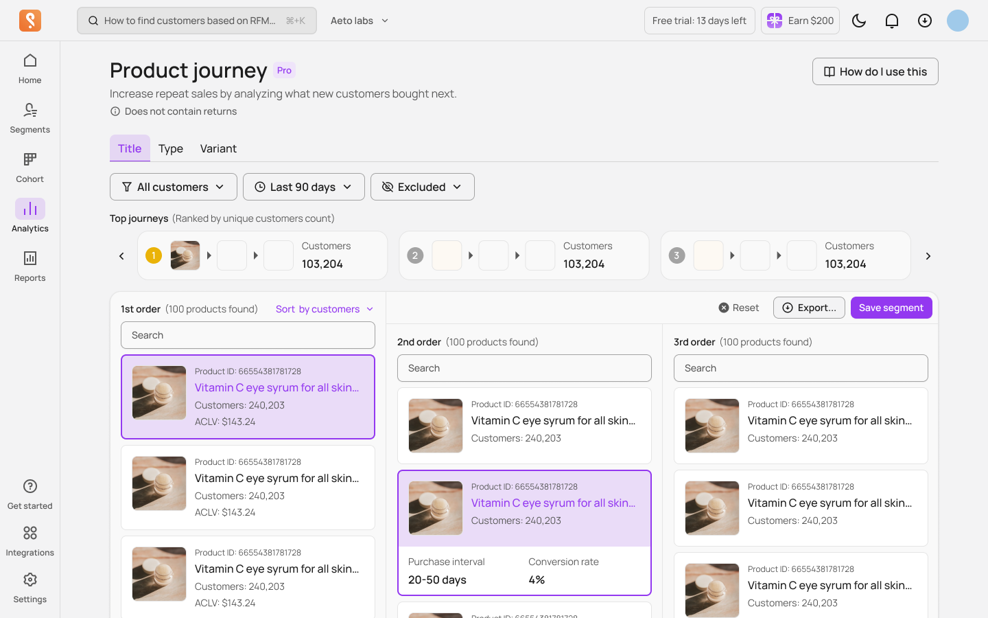 Segments Analytics by Tresl